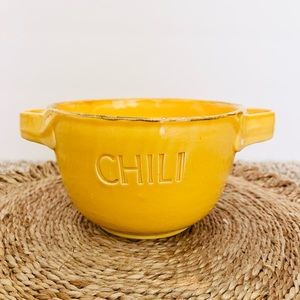 ALFA Italian Pottery Yellow Chili Dip Embossed Bowl w/ Handles Handmade